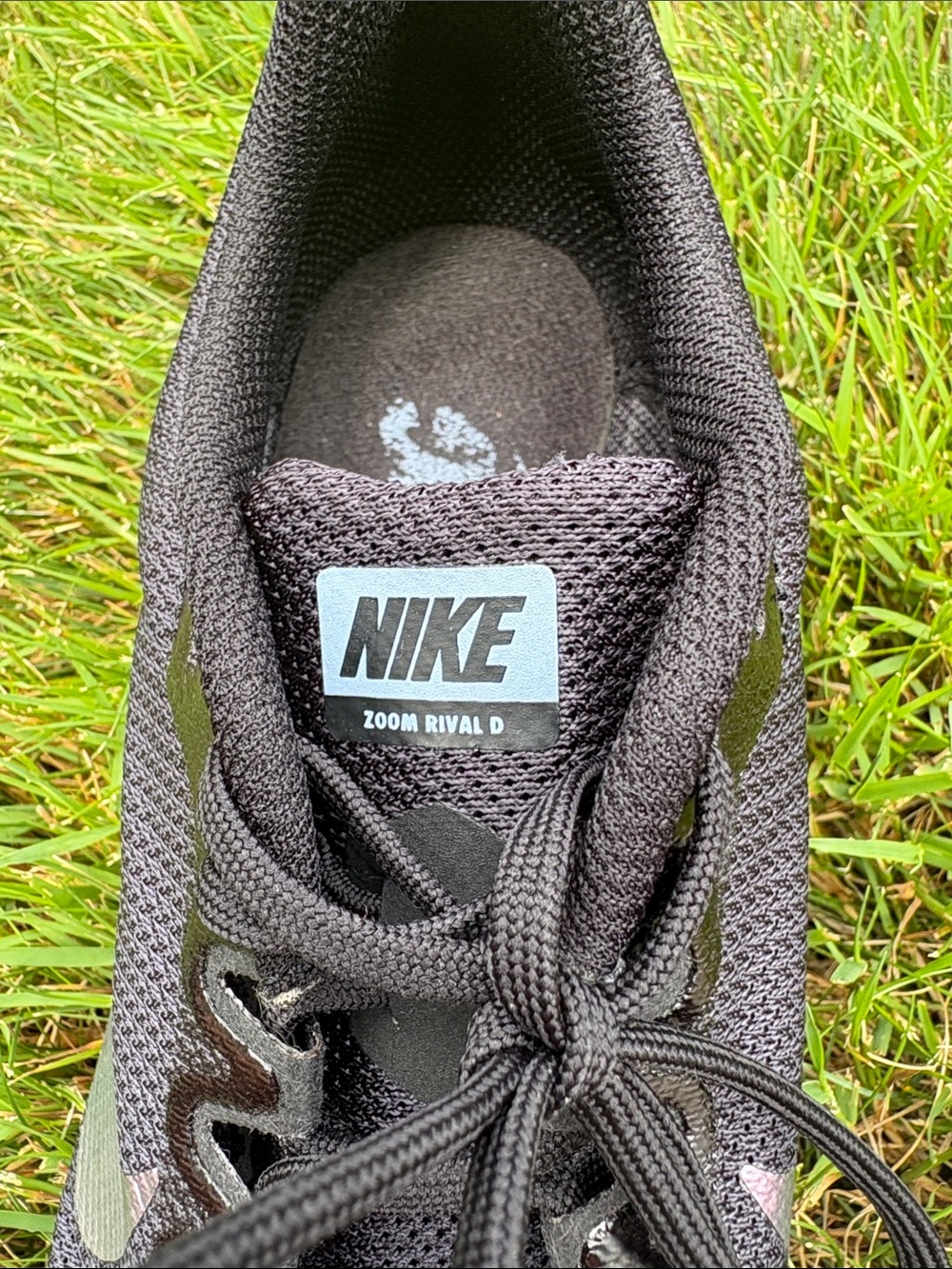 Nike Men's Zoom Rival D Track and Cross Country Spikes Black with Silver Swoosh - Picture 5 of 7